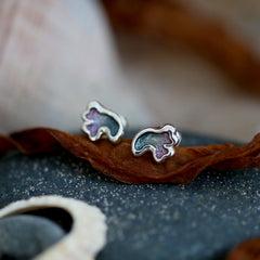 Sea Moss Petite Stud Earrings in Mill Sands Enamel by Sheila Fleet Jewellery
