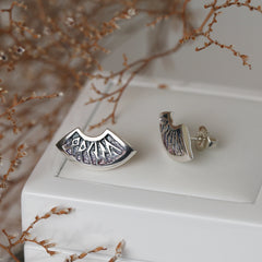 Runic 'Orkney' Small Stud Earrings in Mill Sands Enamel by Sheila Fleet Jewellery