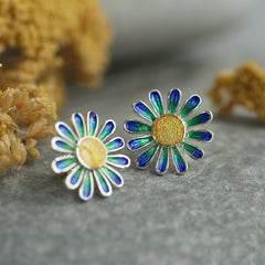 Daisies at Dawn Dress Stud Earrings in SCAA Enamel by Sheila Fleet Jewellery