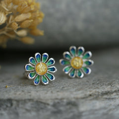 Daisies at Dawn Stud Earrings in SCAA Enamel by Sheila Fleet Jewellery