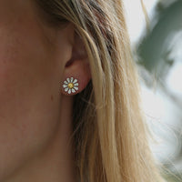 Daisies at Dawn Enamel Stud Earrings by Sheila Fleet Jewellery