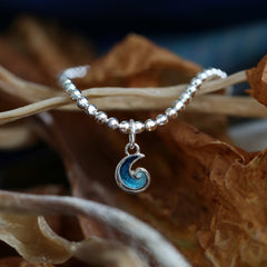 Breckon Stretch Bracelet in Peacock Enamel by Sheila Fleet Jewellery