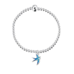 Swallows Stretch Bracelet in Summer Blue Enamel by Sheila Fleet