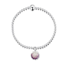 Scallop Stretch Bracelet in Scallop Pink Enamel by Sheila Fleet