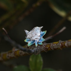 Wren Silver Lapel Pin in Summer Enamel by Sheila Fleet Jewellery
