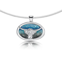 Highland Cow Necklace in Daylight Enamel by Shiela Fleet Jewellery