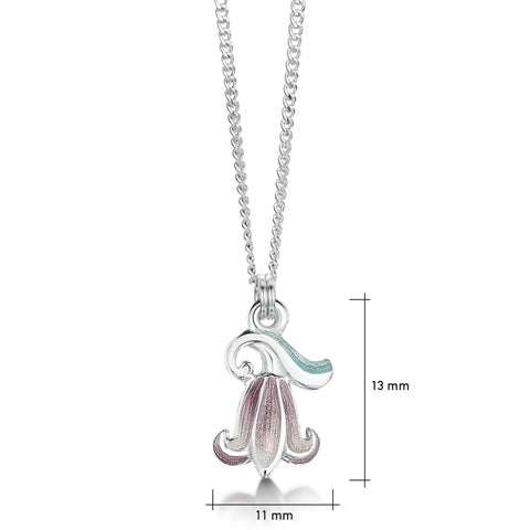Bluebell Small Pendant Necklace in Pinkbell Enamel by Sheila Fleet Jewellery