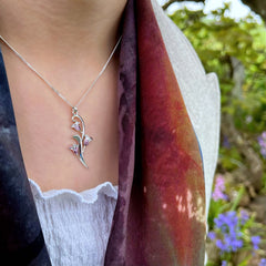 Bluebell 3-flower Small Pendant Necklace in Pinkbell Enamel by Sheila Fleet Jewellery