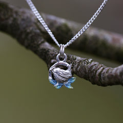 Wren Silver Small Pendant in Summer Enamel by Sheila Fleet Jewellery