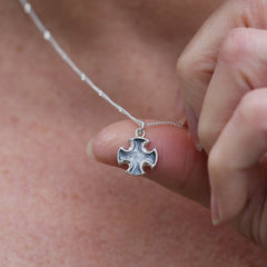 Sinclair Cross Small Pendant in Silver Grey Enamel by Sheila Fleet Jewellery
