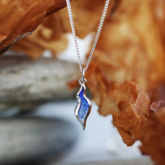 River Ripples Small Pendant Necklace in Sapphire Blue Enamel by Sheila Fleet Jewellery
