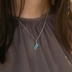 Dragonfly Enamelled Pendant Necklace in Sterling Silver by Sheila Fleet Jewellery