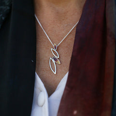 Seasons Silver Pendant Necklace in Autumn Enamel by Sheila Fleet Jewellery