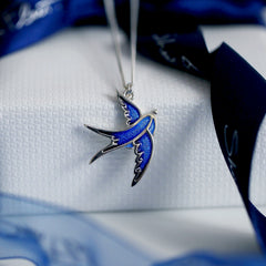 Swallows Dress Pendant in Sapphire Enamel by Sheila Fleet Jewellery