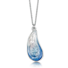 Mussel Medium Pendant in Mussel Blue Enamel by Sheila Jewellery