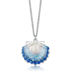 Scallop Large Pendant in Scallop Blue Enamel by Sheila Fleet Jewellery