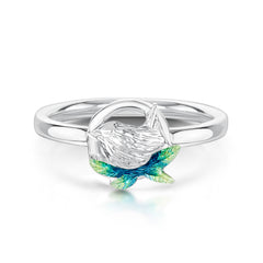 Wren Silver Ring in Spring Enamel by Sheila Fleet Jewellery