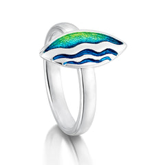 Sands of Time 3-ripple Ring in Meadow Enamel by Sheila Fleet Jewellery