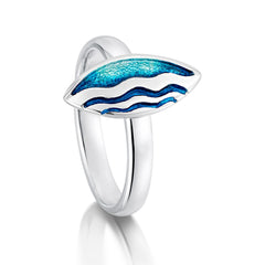 Sands of Time 3-ripple Ring in Peacock Enamel by Sheila Fleet Jewellery