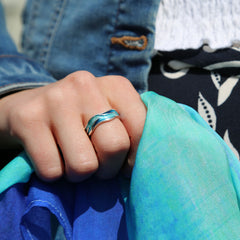 Sea Motion Ring in Tempest Enamel by Sheila Fleet Jewellery