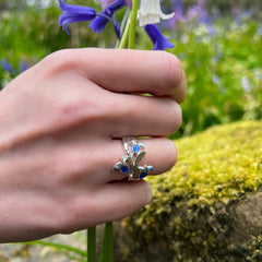 Bluebell 3-flower Enamel Ring in Sterling Silver by Sheila Fleet Jewellery