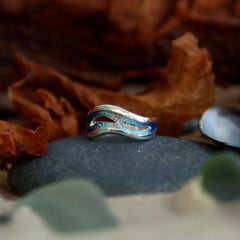 Sea Moss Ring in Sea Blue Enamel by Sheila Fleet Jewellery