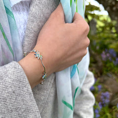 Wild Grasses 4-link Cubic Zirconia Bracelet in Meadow Enamel by Sheila Fleet Jewellery