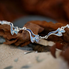 Sea Moss 6-link Cubic Zirconia Bracelet in Sea Blue Enamel by Sheila Fleet Jewellery