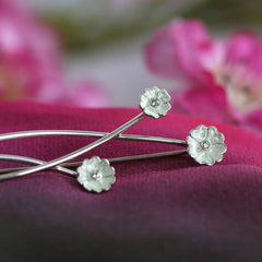 Primula Scotica Cubic Zirconia Brooch in Crystal Enamel by Sheila Fleet Jewellery