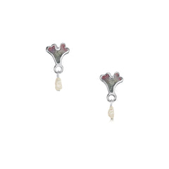 Sea Moss Baroque Pearl Small Stud Drop Earrings in Mill Sands Enamel by Sheila Fleet Jewellery