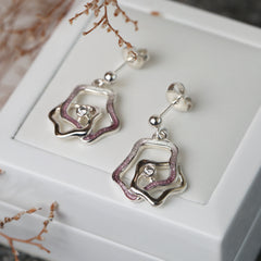 Tidal Islands Cubic Zirconia Drop Earrings in Champagne Enamel by Sheila Fleet Jewellery