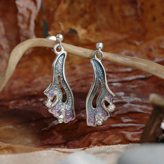 Sea Moss Cubic Zirconia Drop Earrings in Mill Sands Enamel by Sheila Fleet Jewellery