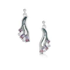 Sea Moss Cubic Zirconia Drop Earrings in Mill Sands Enamel by Sheila Fleet Jewellery