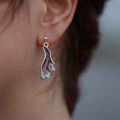 Sea Moss Cubic Zirconia Drop Earrings in Sea Pink Enamel by Sheila Fleet Jewellery