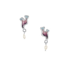 Sea Moss Baroque Pearl Stud Drop Earrings in Sea Pink Enamel by Sheila Fleet Jewellery