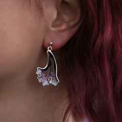 Sea Moss Moonstone & CZ Dress Drop Earrings in Sea Pink Enamel by Sheila Fleet Jewellery