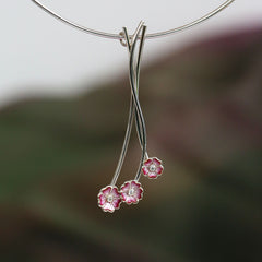 Primula Scotica 3-flower Cubic Zirconia Necklace in Hot Pink by Sheila Fleet Jewellery