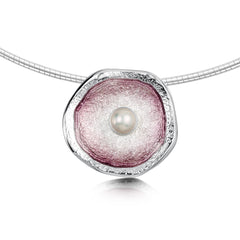 Lunar Pearl Dress Necklace in Champagne Enamel by Sheila Fleet Jewellery