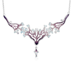 Sea Moss 3-part Moonstone Dress Necklace in Sea Pink Enamel by Sheila Fleet Jewellery