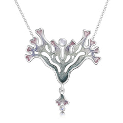 Sea Moss Moonstone Dress Necklace in Mill Sands Enamel by Sheila Fleet Jewellery