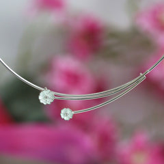 Primula Scotica 2-flower Cubic Zirconia Necklace in Crystal Enamel by Sheila Fleet Jewellery