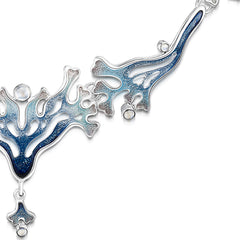 Sea Moss Moonstone 11-link Statement Necklace in Sea Blue Enamel by Sheila Fleet Jewellery