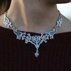 Sea Moss Moonstone Medium Statement Necklace in Mill Sands Enamel by Sheila Fleet Jewellery