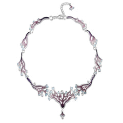 Sea Moss Moonstone Medium Statement Necklace in Sea Pink Enamel by Sheila Fleet Jewellery