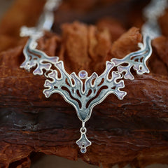 Sea Moss Moonstone 11-link Statement Necklace in Mill Sands Enamel by Sheila Fleet Jewellery