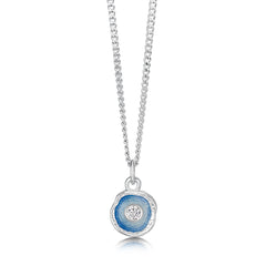Lunar Cubic Zirconia Petite Pendant in Lunar Blue Enamel by Sheila Fleet Jewellery