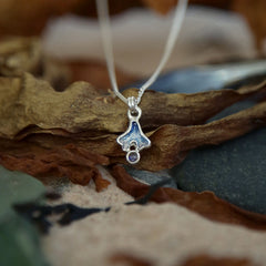 Sea Moss Petite Moonstone Pendant in Sea Blue Enamel by Sheila Fleet Jewellery