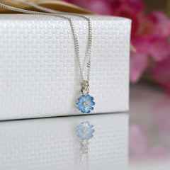 Primula Scotica Petite Cubic Zirconia Pendant in Forget-Me-Not Blue by Sheila Fleet Jewellery