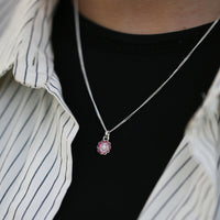 Primula Scotica Petite Cubic Zirconia Pendant in Hot Pink Enamel by Sheila Fleet Jewellery