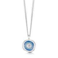 Lunar Cubic Zirconia Small Pendant Necklace in Lunar Blue Enamel by Sheila Fleet Jewellery